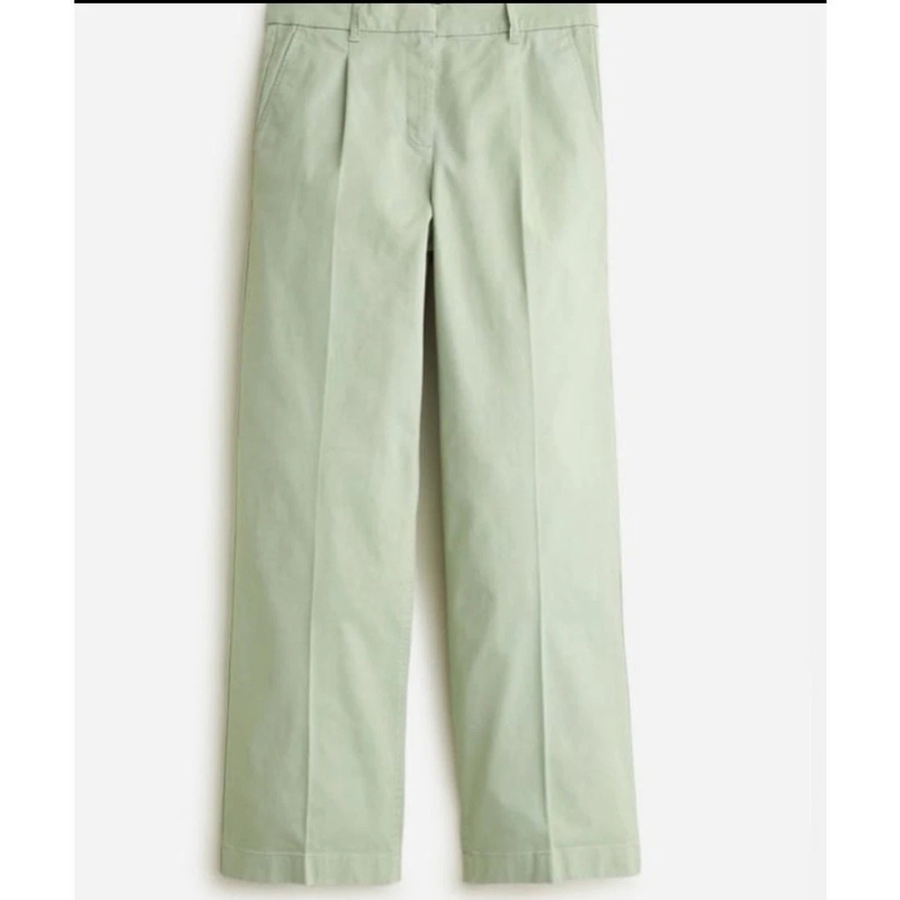 J. Crew Womens Capeside Chino Pant Light Green Khaki Wide Leg Size 12